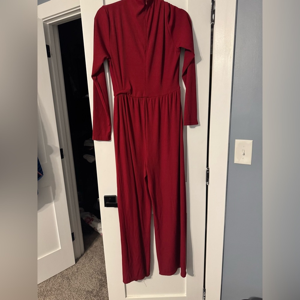 Elegant Red Long Sleeve Jumpsuit